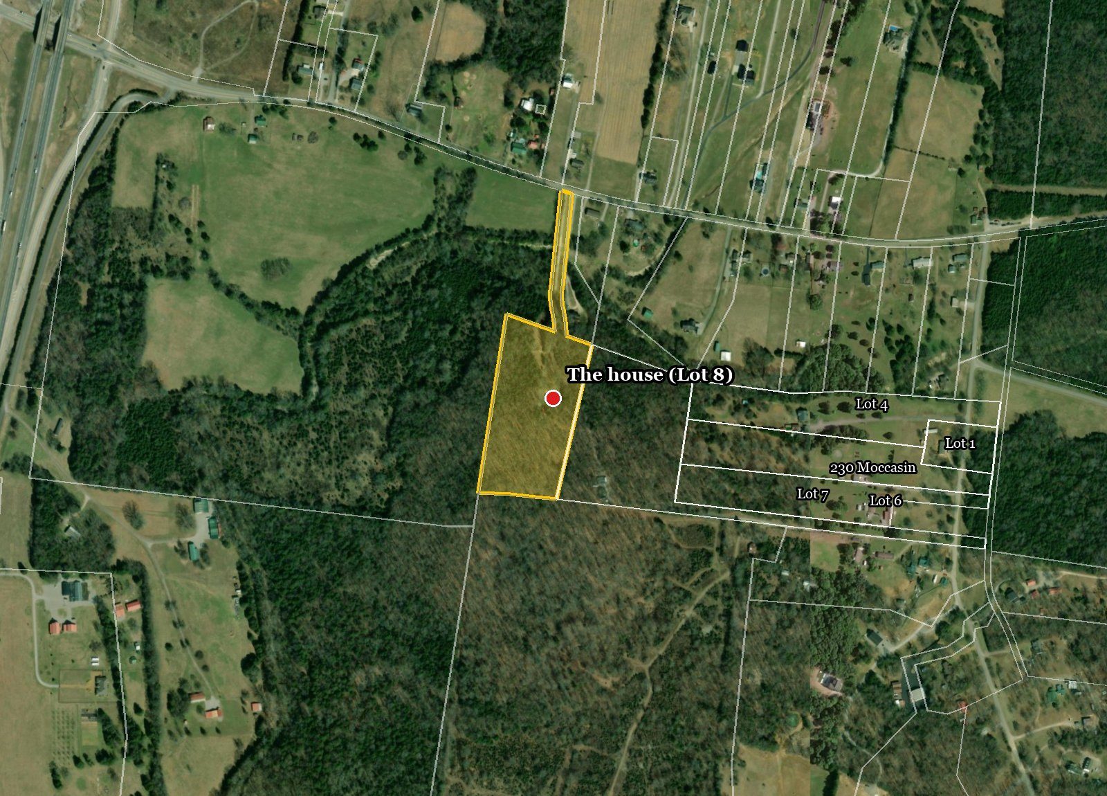 Lot 8 (yellow) and the lots split from the same farm (white)